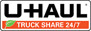 Logo: U-Haul Truck Share 24/7. Click link to get truck after hours.